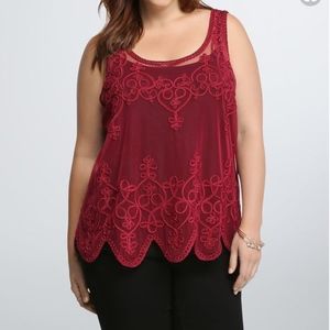 Torrid Mesh Burgundy Top